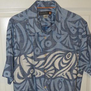 Quicksilver Blue & White Design Hawaiian Shirt